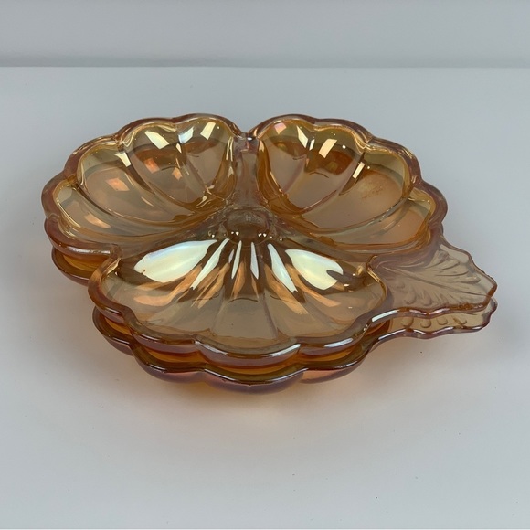[SOLD]  set of two glass tray marigold peach / jewelry holder / MCM decor - Picture 4 of 6